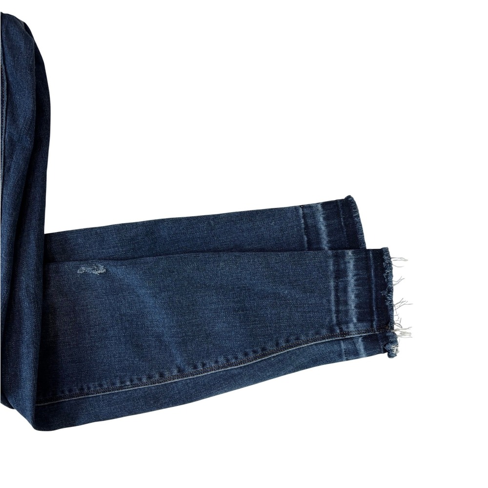 Spanx Jean-ish Ankle Leggings Distressed Raw Hem Dark Indigo Wash Large 20203R - Picture 4 of 12
